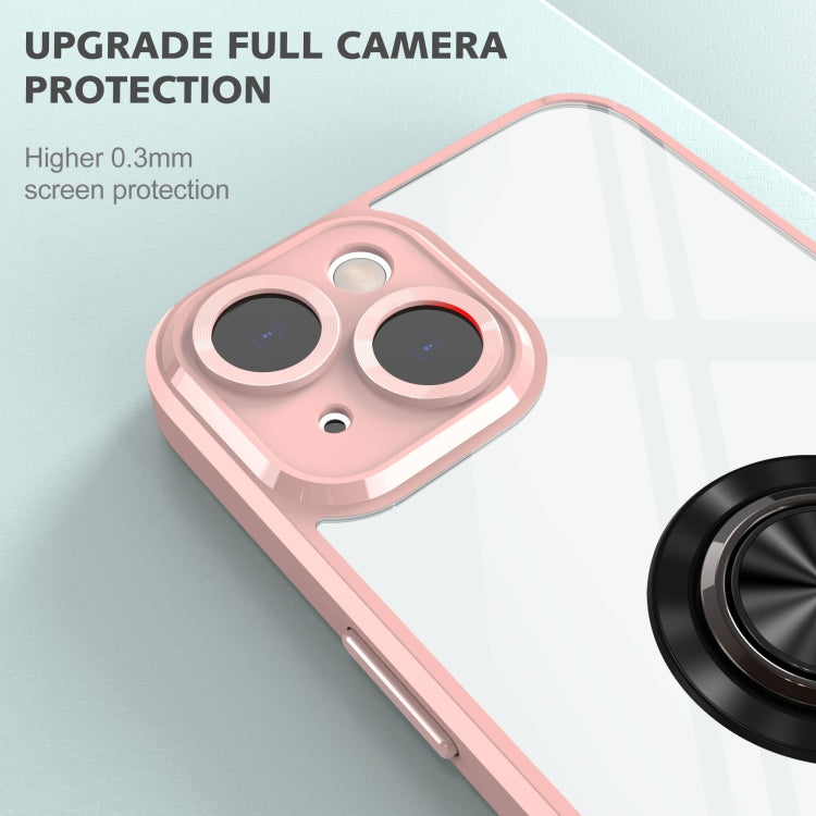 For iPhone 13 Cool Armor Ring Holder Transparent Phone Case