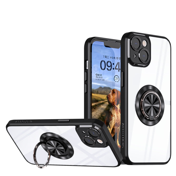 For iPhone 13 Cool Armor Ring Holder Transparent Phone Case