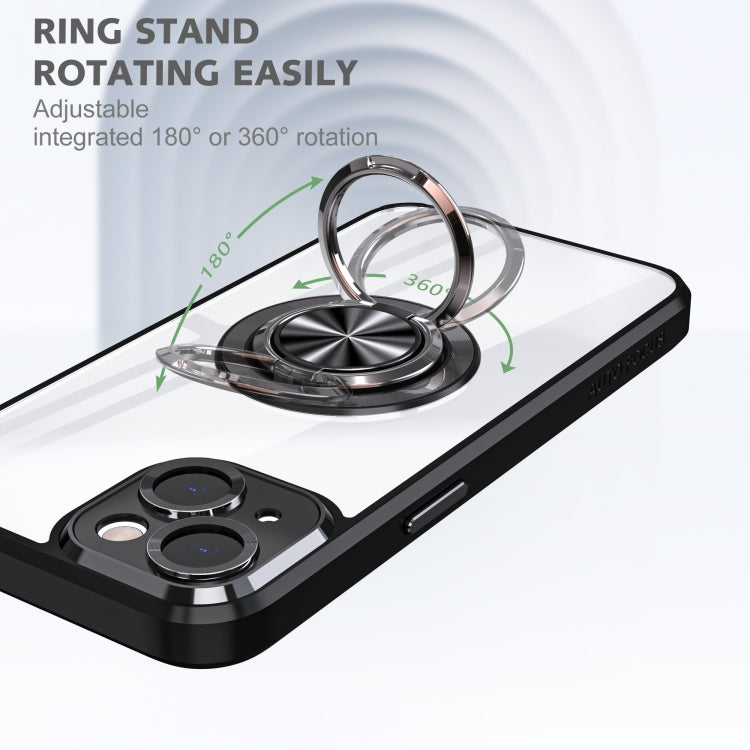 For iPhone 13 Cool Armor Ring Holder Transparent Phone Case