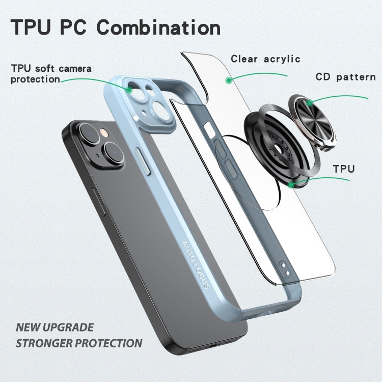 For iPhone 13 Cool Armor Ring Holder Transparent Phone Case