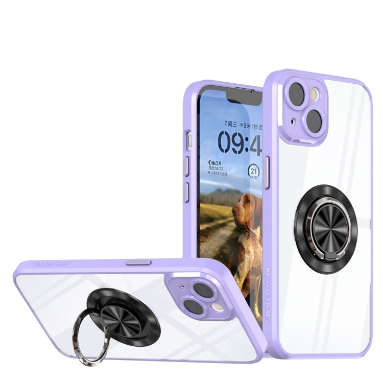 For iPhone 13 Cool Armor Ring Holder Transparent Phone Case