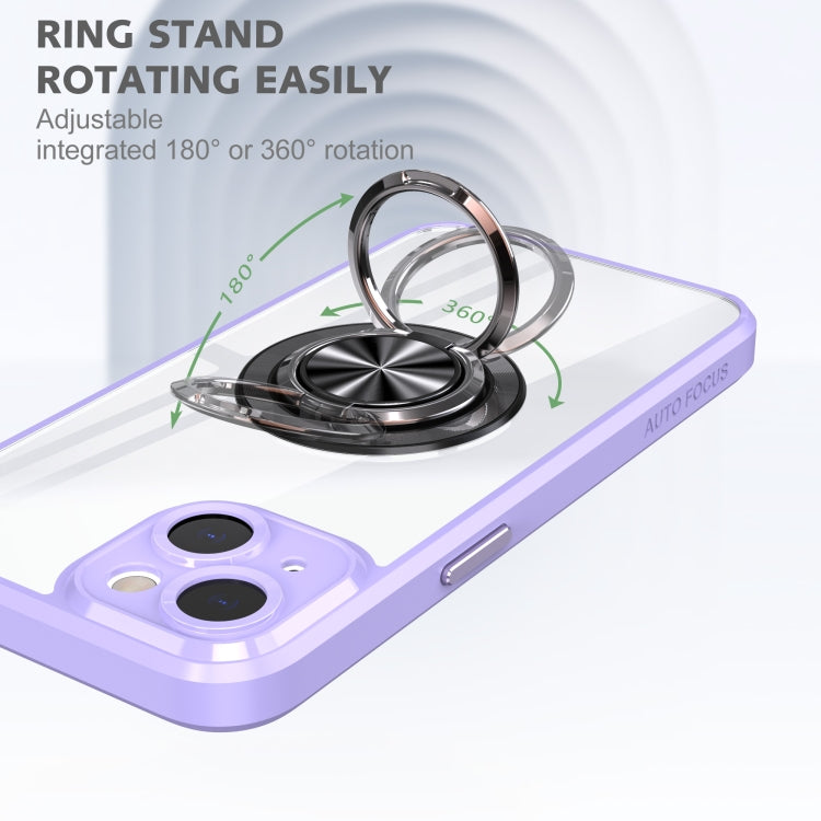 For iPhone 13 Cool Armor Ring Holder Transparent Phone Case