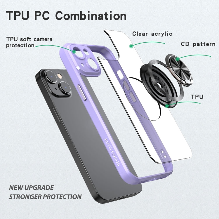 For iPhone 13 Cool Armor Ring Holder Transparent Phone Case