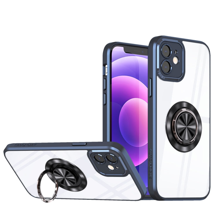 For iPhone 12 Cool Armor Ring Holder Transparent Phone Case