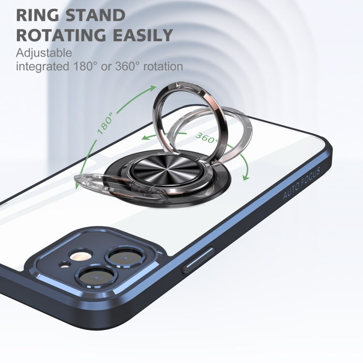 For iPhone 12 Cool Armor Ring Holder Transparent Phone Case