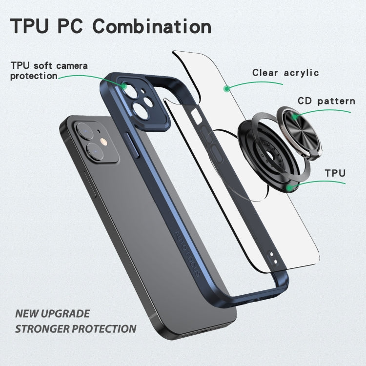 For iPhone 12 Cool Armor Ring Holder Transparent Phone Case