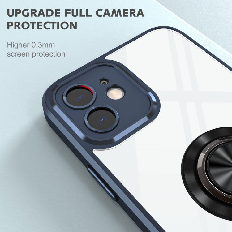 For iPhone 12 Cool Armor Ring Holder Transparent Phone Case