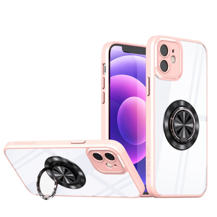 For iPhone 12 Cool Armor Ring Holder Transparent Phone Case