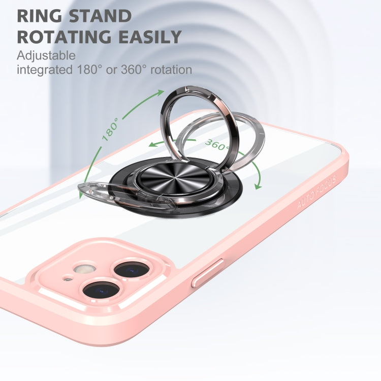 For iPhone 12 Cool Armor Ring Holder Transparent Phone Case
