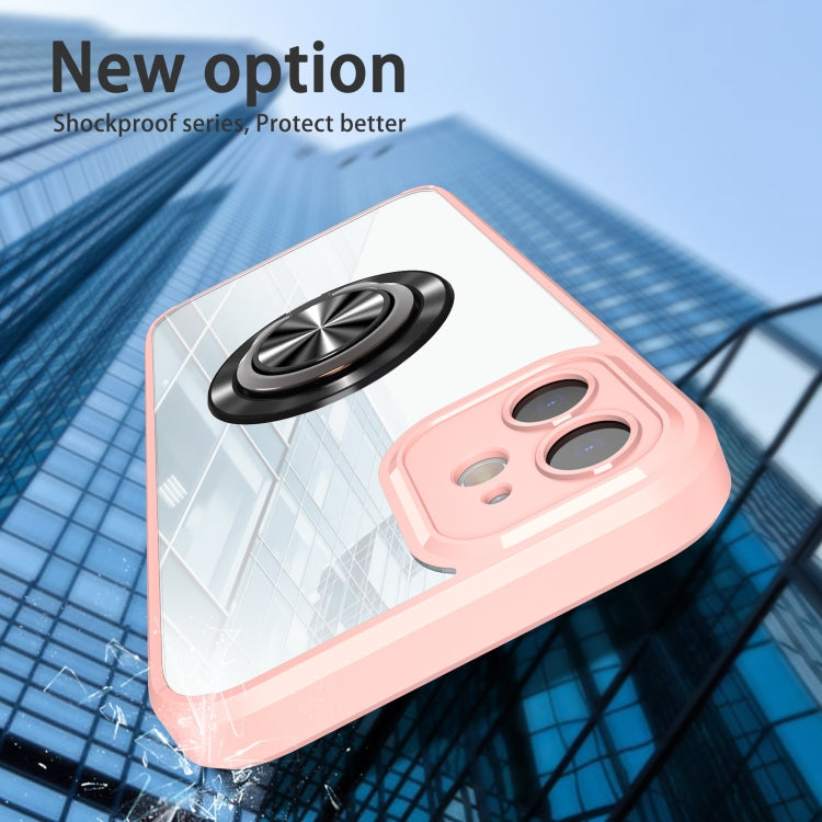 For iPhone 12 Cool Armor Ring Holder Transparent Phone Case