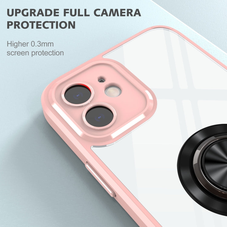 For iPhone 12 Cool Armor Ring Holder Transparent Phone Case
