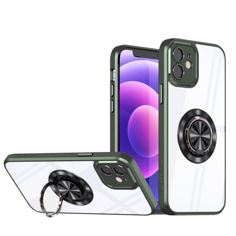 For iPhone 12 Cool Armor Ring Holder Transparent Phone Case