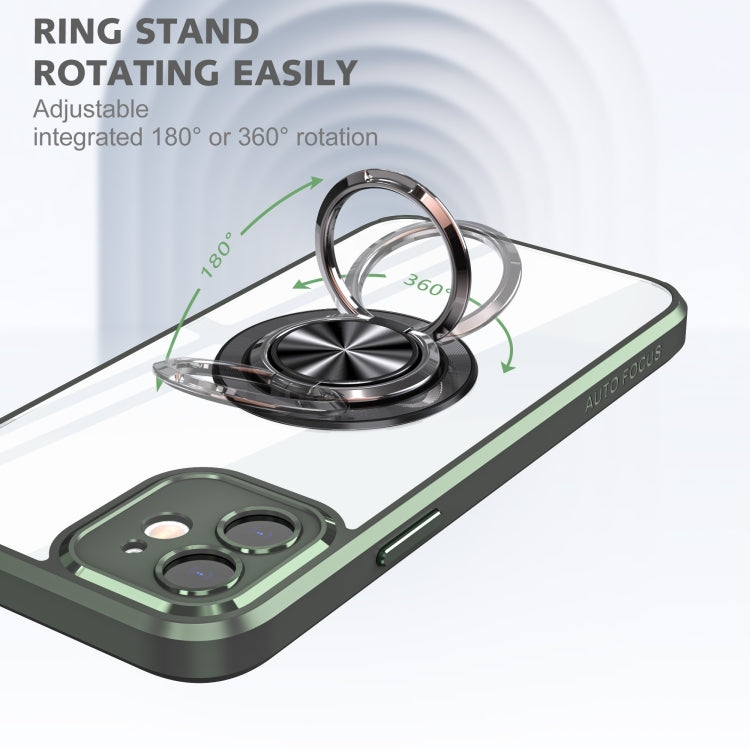 For iPhone 12 Cool Armor Ring Holder Transparent Phone Case