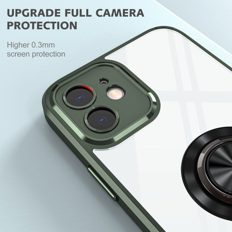 For iPhone 12 Cool Armor Ring Holder Transparent Phone Case