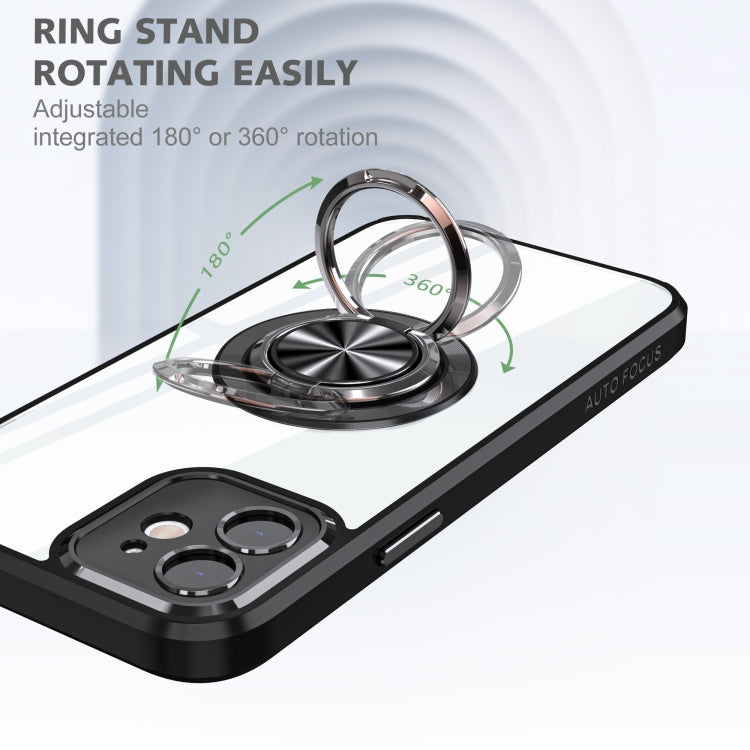 For iPhone 12 Cool Armor Ring Holder Transparent Phone Case