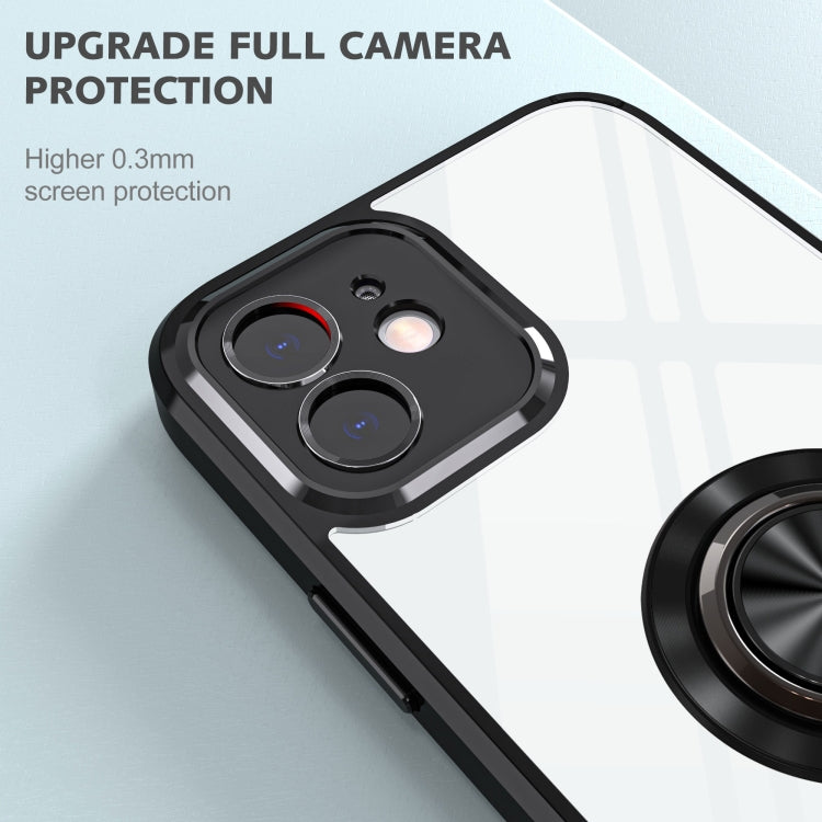 For iPhone 12 Cool Armor Ring Holder Transparent Phone Case