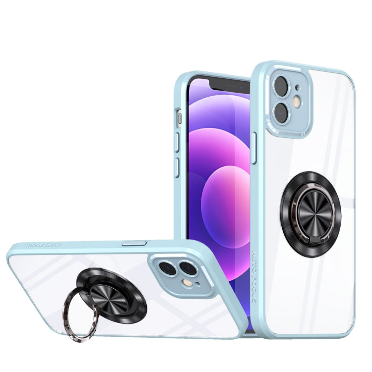 For iPhone 12 Cool Armor Ring Holder Transparent Phone Case