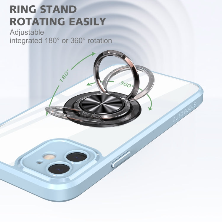For iPhone 12 Cool Armor Ring Holder Transparent Phone Case