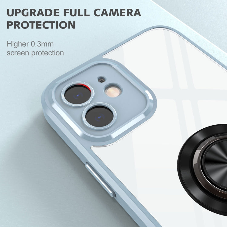 For iPhone 12 Cool Armor Ring Holder Transparent Phone Case