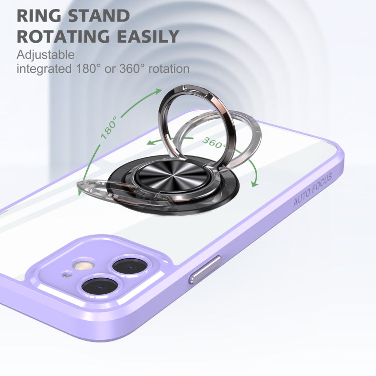 For iPhone 12 Cool Armor Ring Holder Transparent Phone Case