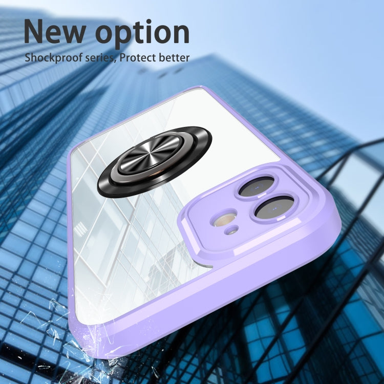 For iPhone 12 Cool Armor Ring Holder Transparent Phone Case