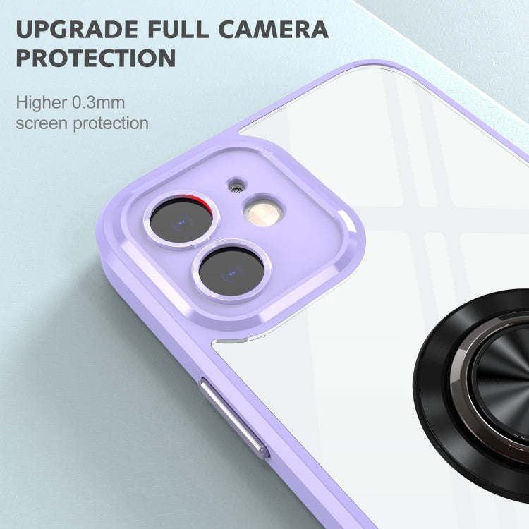For iPhone 12 Cool Armor Ring Holder Transparent Phone Case