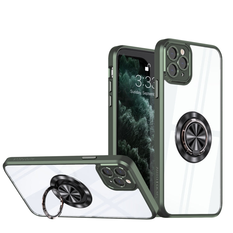 For iPhone 11 Pro Max Cool Armor Ring Holder Transparent Phone Case
