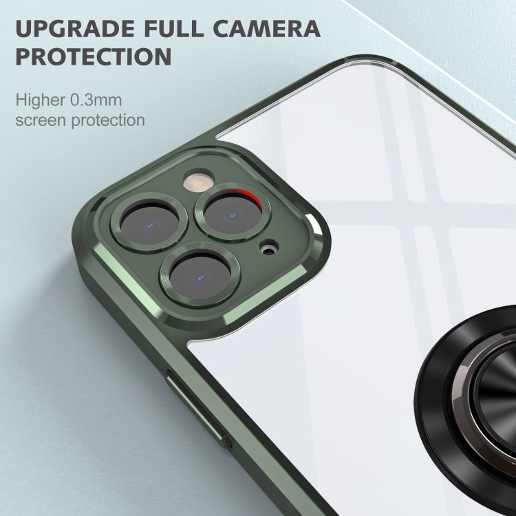 For iPhone 11 Pro Max Cool Armor Ring Holder Transparent Phone Case