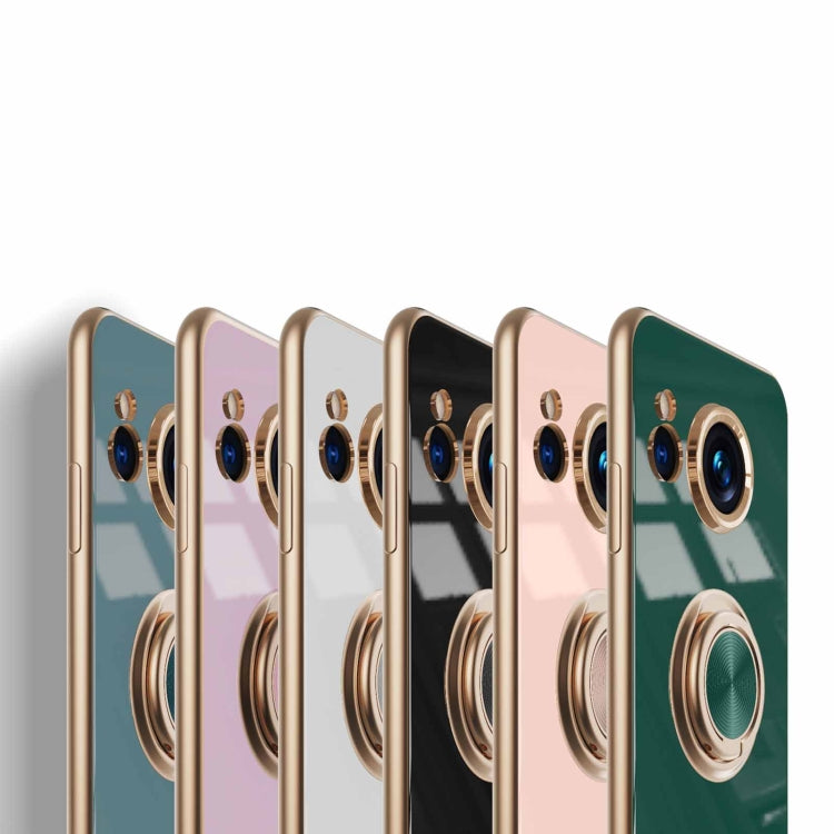 For Sharp Aquos Sense7 Plus 6D Electroplating Full Coverage Silicone Phone Case with Magnetic Ring Holder