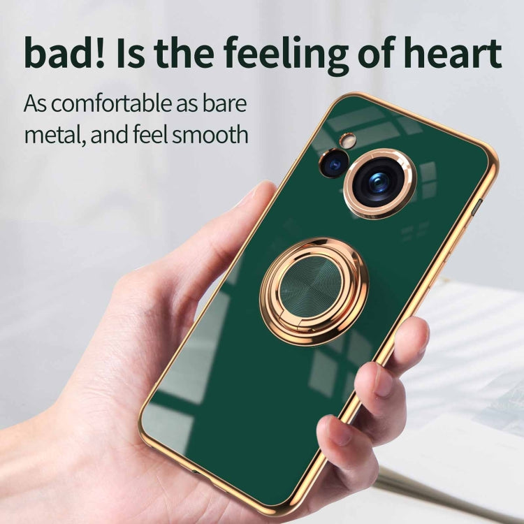 For Sharp Aquos Sense7 Plus 6D Electroplating Full Coverage Silicone Phone Case with Magnetic Ring Holder