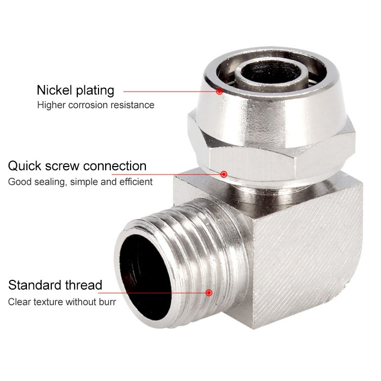 PL8-01 LAIZE 10pcs Nickel Plated Copper Trachea Quick Fitting Lock Female Connector