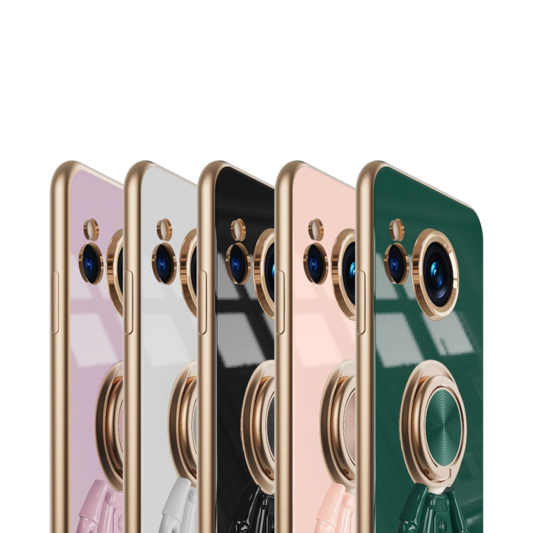 For Sharp Aquos Sense7 6D Plating Astronaut Ring Kickstand Phone Case