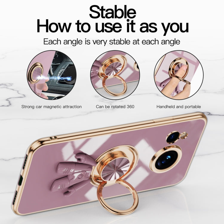 For Sharp Aquos Sense7 6D Plating Astronaut Ring Kickstand Phone Case