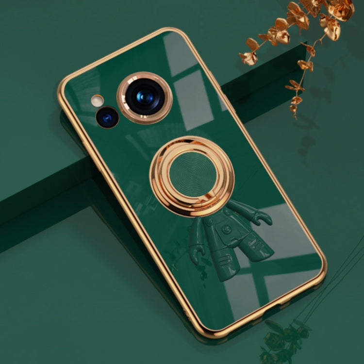 For Sharp Aquos Sense7 Plus 6D Plating Astronaut Ring Kickstand Phone Case