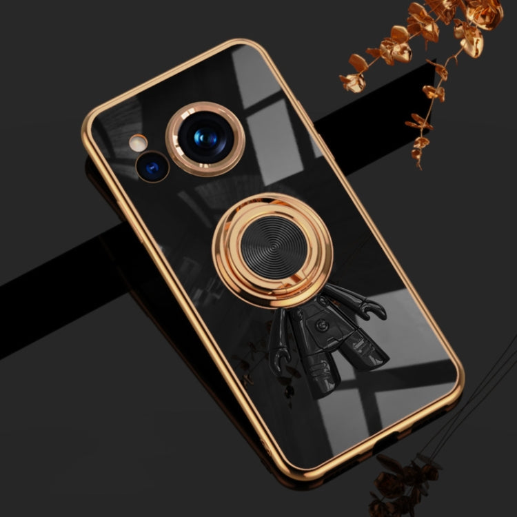For Sharp Aquos Sense7 Plus 6D Plating Astronaut Ring Kickstand Phone Case