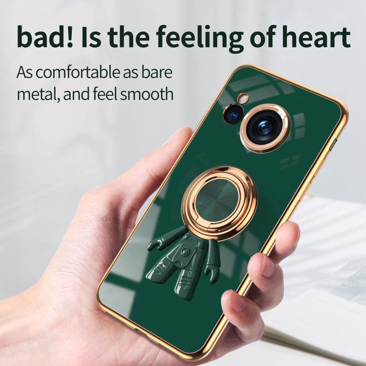 For Sharp Aquos Sense7 Plus 6D Plating Astronaut Ring Kickstand Phone Case