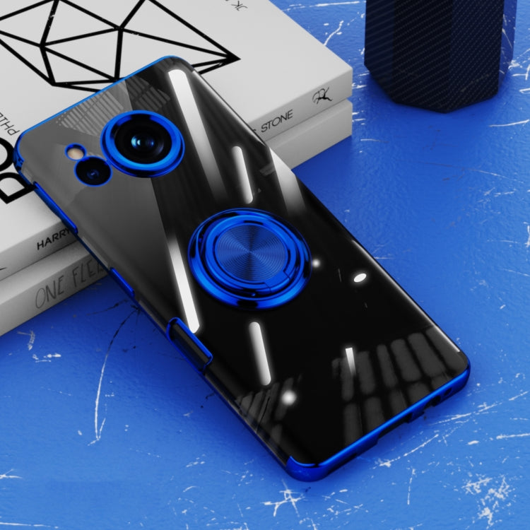 For Sharp Aquos Sense7 Plus Electroplating Ring Holder Transparent Phone Case