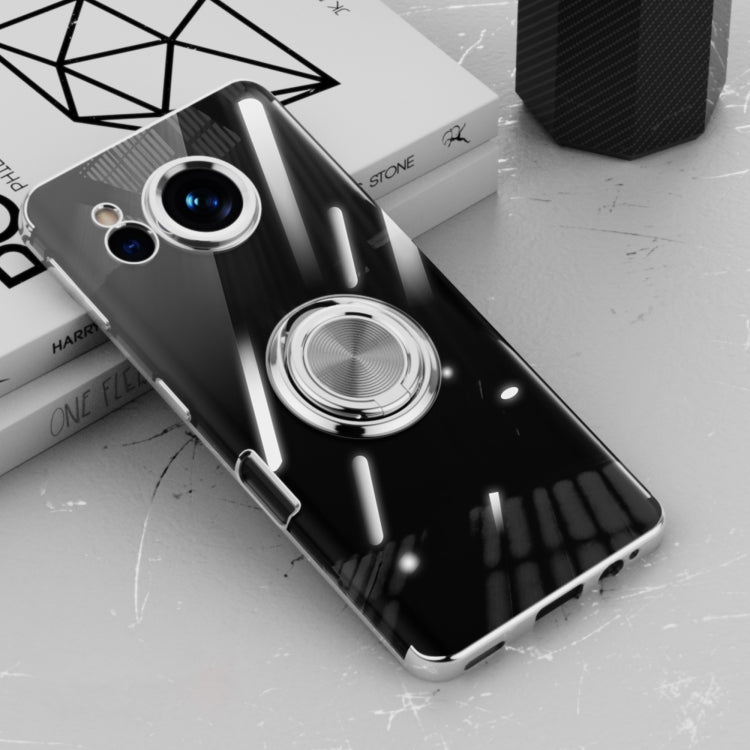 For Sharp Aquos Sense7 Plus Electroplating Ring Holder Transparent Phone Case