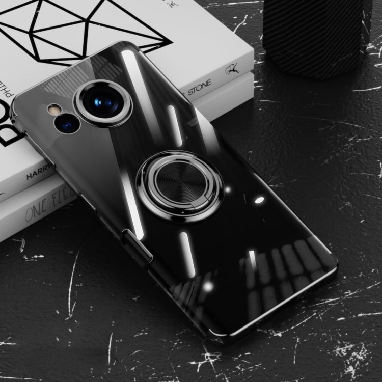 For Sharp Aquos Sense7 Plus Electroplating Ring Holder Transparent Phone Case