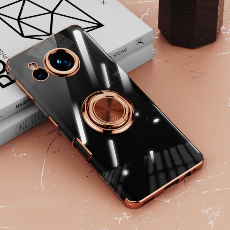 For Sharp Aquos Sense7 Plus Electroplating Ring Holder Transparent Phone Case