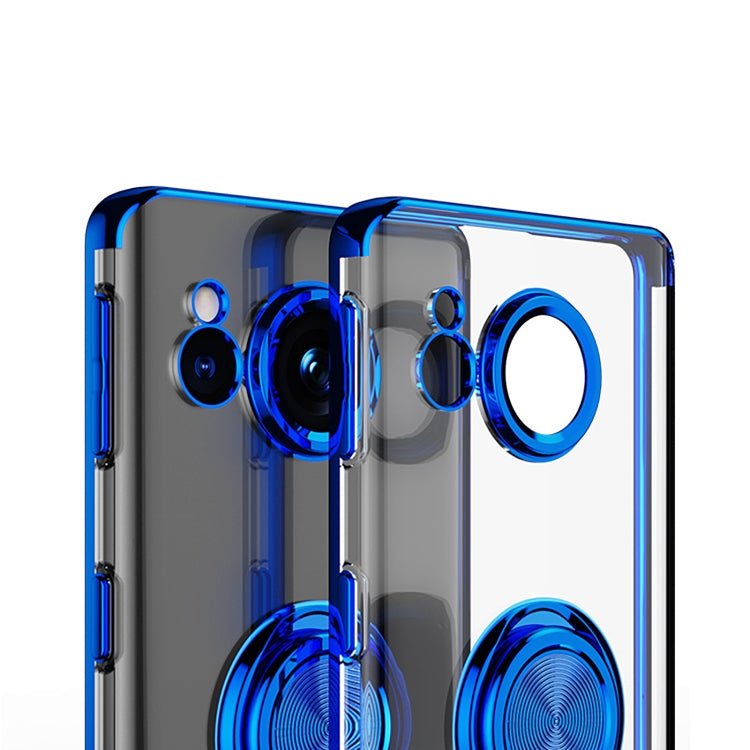 For Sharp Aquos Sense7 Plus Electroplating Ring Holder Transparent Phone Case