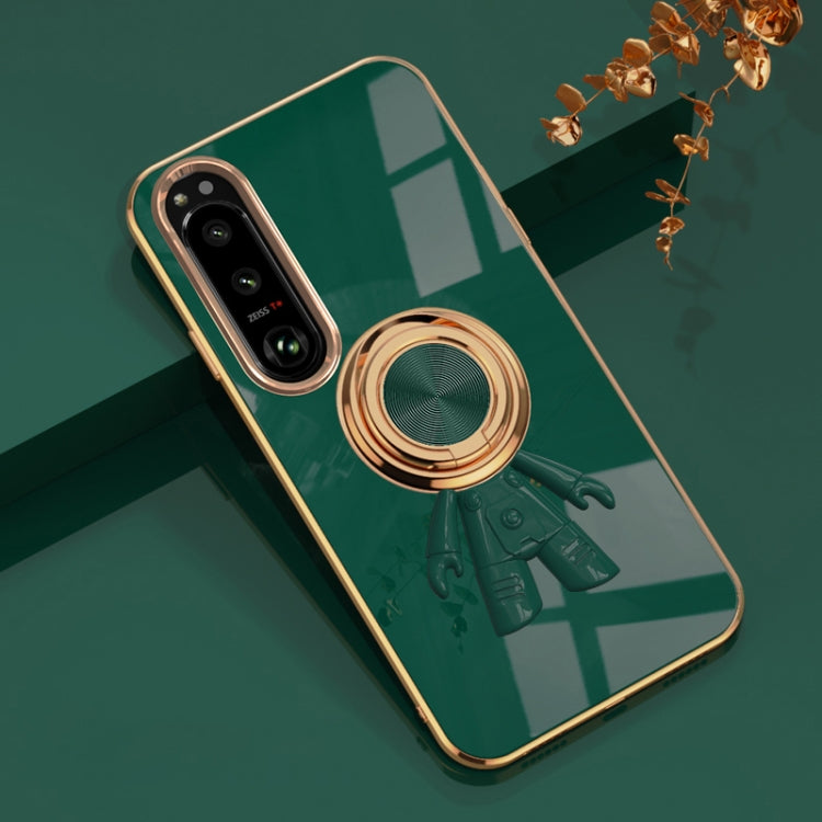 For Sony Xperia 5 IV 6D Plating Astronaut Ring Kickstand Phone Case