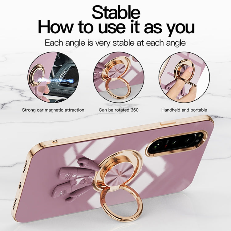 For Sony Xperia 5 IV 6D Plating Astronaut Ring Kickstand Phone Case