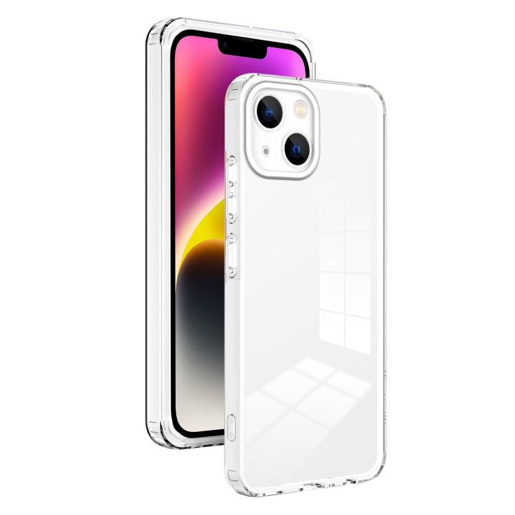 For iPhone 14 3 in 1 Clear TPU Color PC Frame Phone Case