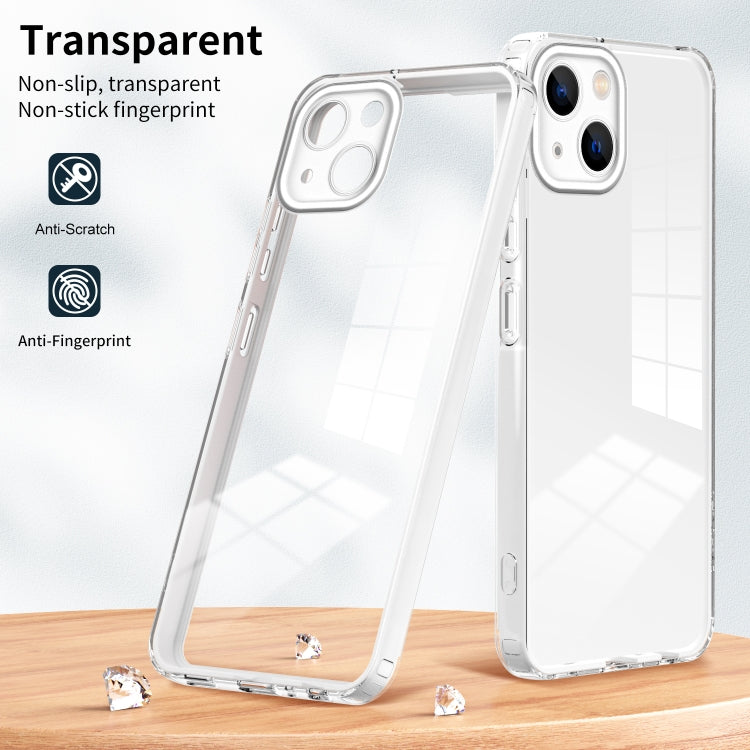 For iPhone 14 3 in 1 Clear TPU Color PC Frame Phone Case