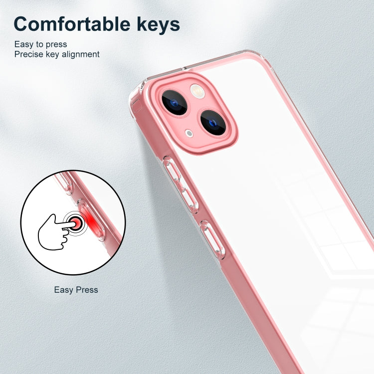 For iPhone 14 3 in 1 Clear TPU Color PC Frame Phone Case