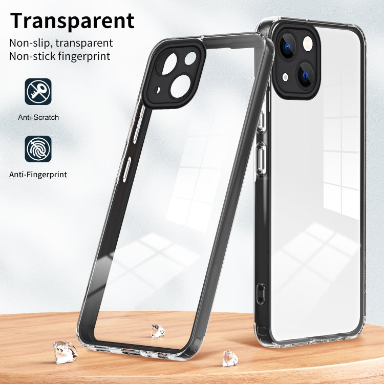 For iPhone 14 3 in 1 Clear TPU Color PC Frame Phone Case