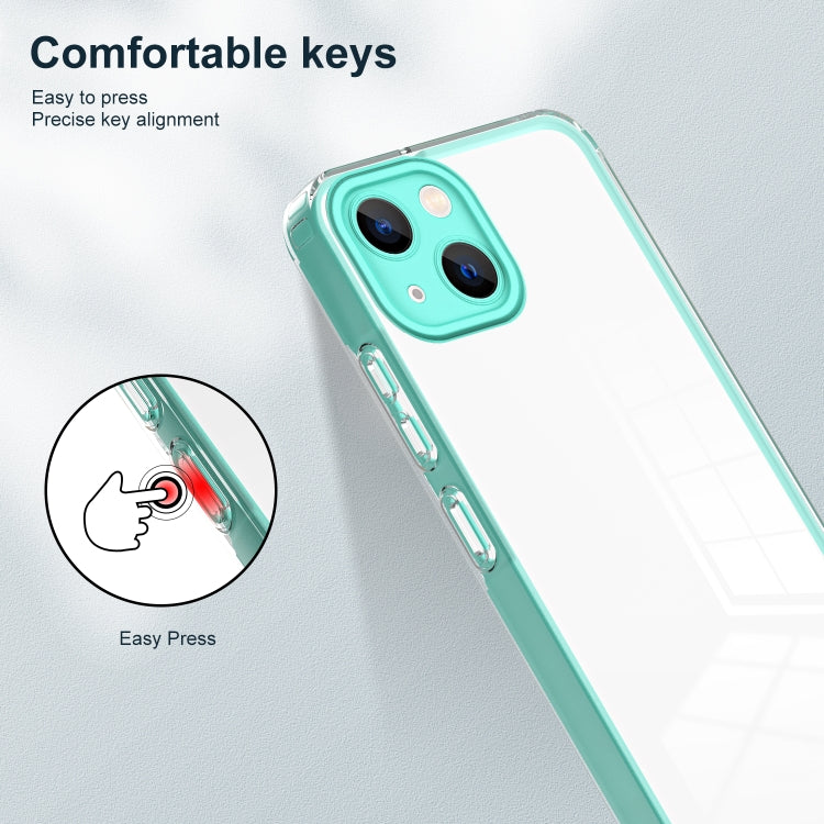For iPhone 14 3 in 1 Clear TPU Color PC Frame Phone Case