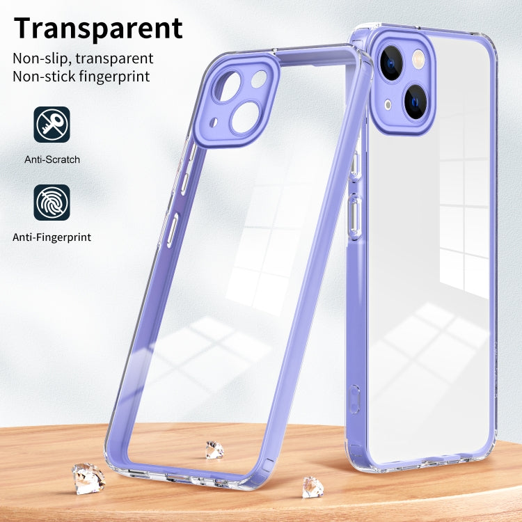 For iPhone 14 3 in 1 Clear TPU Color PC Frame Phone Case