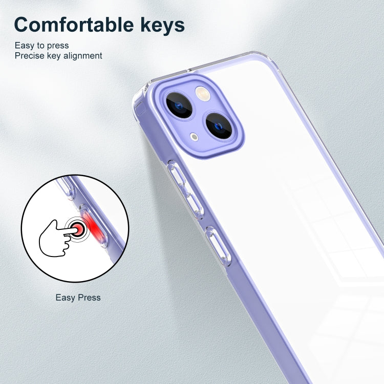 For iPhone 14 3 in 1 Clear TPU Color PC Frame Phone Case